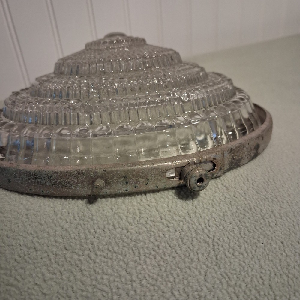 Glass Diffuser w/Retaining Ring Art Deco Flush Mount Pressed Glass OBO