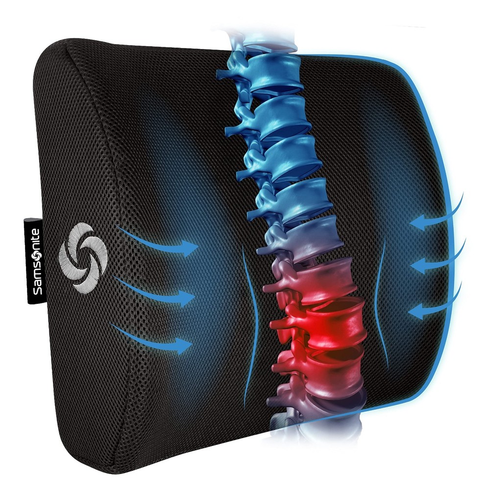 Samsonite Memory Foam Ergonomic Lumbar Support Pillow Car/Work/Plane/Office