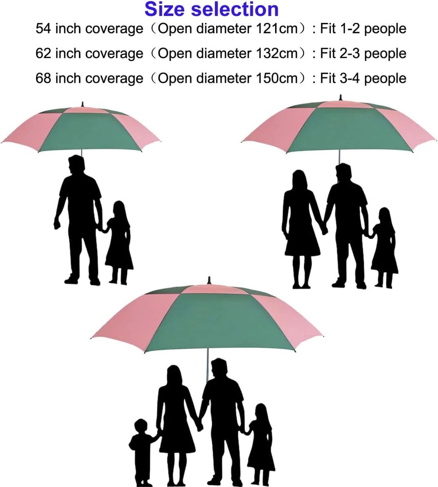Doubwell Vented Golf Umbrella 54/62/68 Inch Automatic Extra Large Windproof