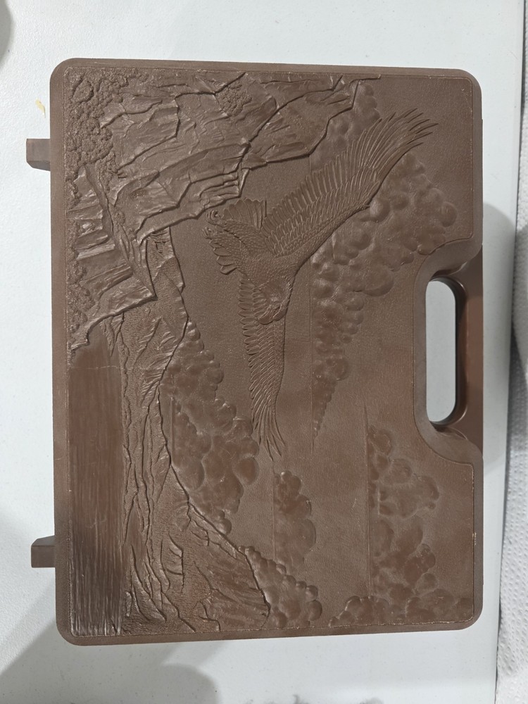 Doskocil Hard Plastic Pistol Gun Case Eagle Design Mold on Front Brown