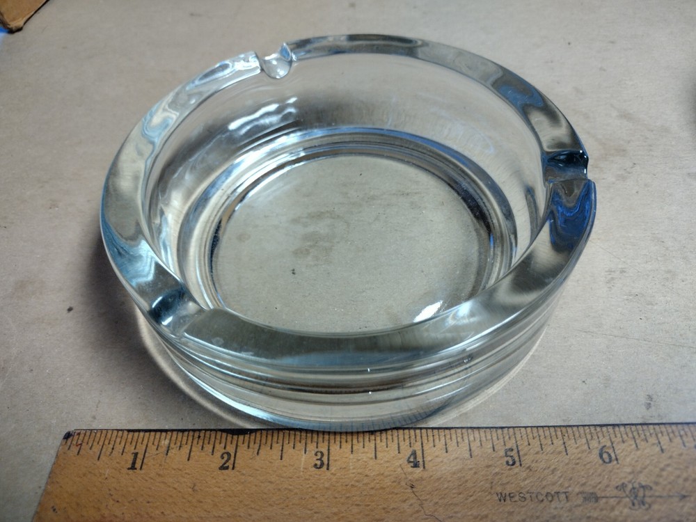 heavy clear glass ashtray