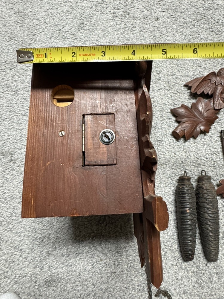 Vintage Germany Black Forest Strike,Cuckoo Clock, 2 Weights Driven Read