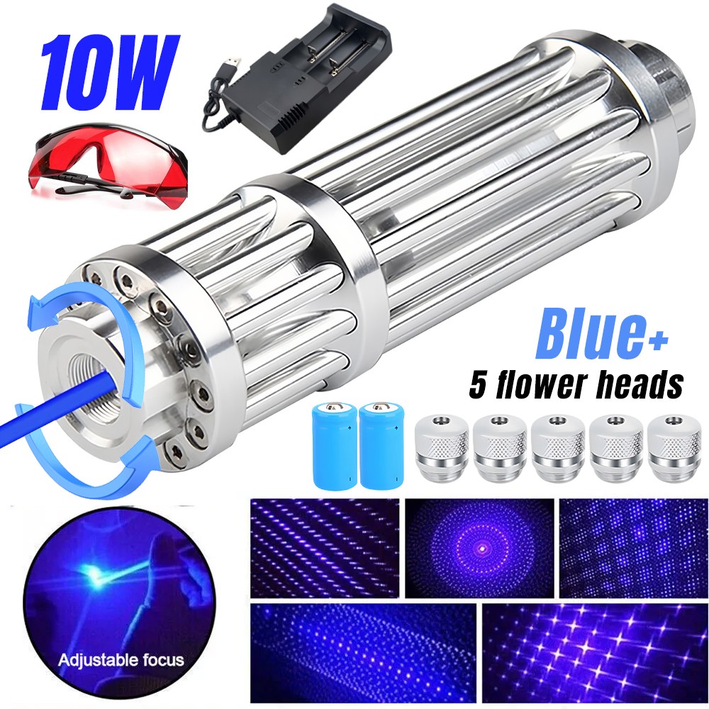 High Powered Blue Laser W/2000M Long Range Rechargeable Handheld Flashlight