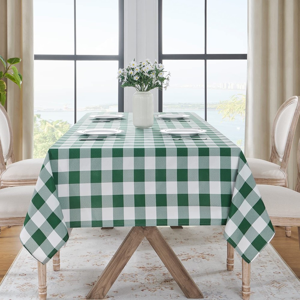 Spring Checkered Tablecloth Rectangle - Outdoor Waterproof Buffalo Plaid Tabl...