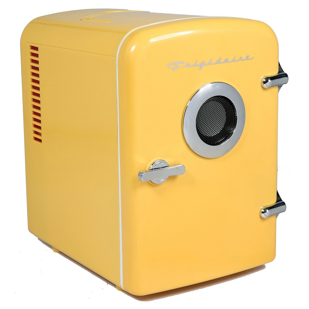 6-Can Retro Portable Beverage Refrigerator, Bluetooth Speaker