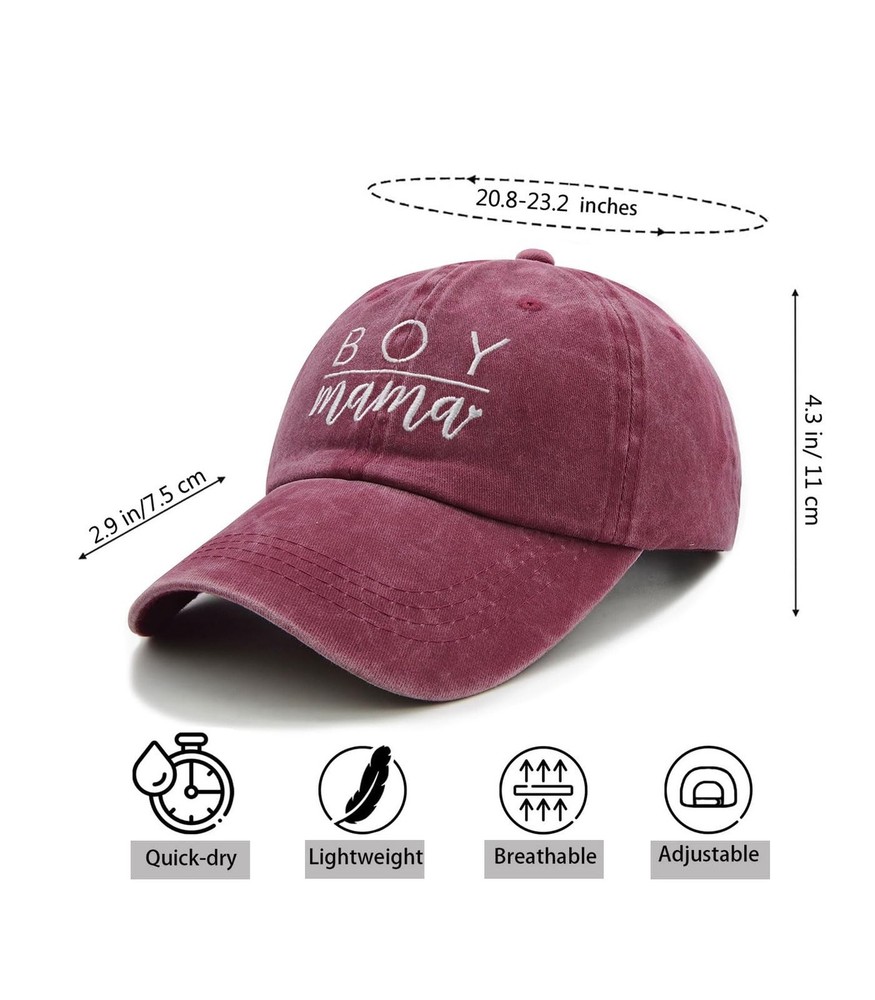 Boy Mama Ponytail Hat, Adjustable Washed Distressed Twill Plain Baseball Cap ...
