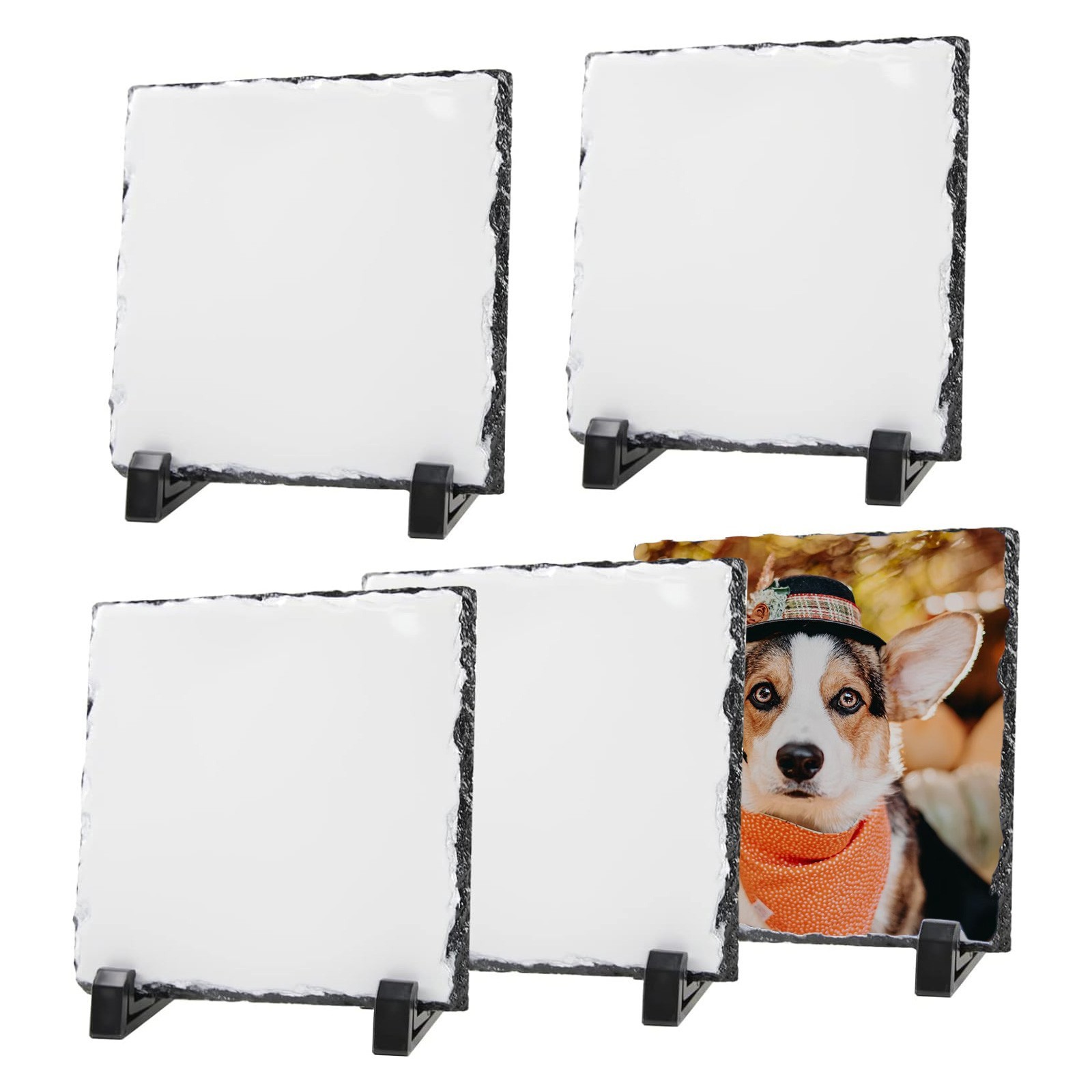 20pcs 7.87" x 7.87" Square Sublimation Photo Slate Rock Stone Photo Frame Gloss