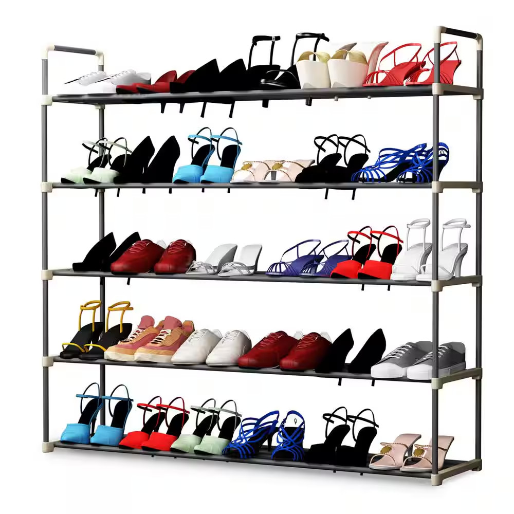 370 H 30-Pair 5-Tier Gray Polymer Shoe Rack