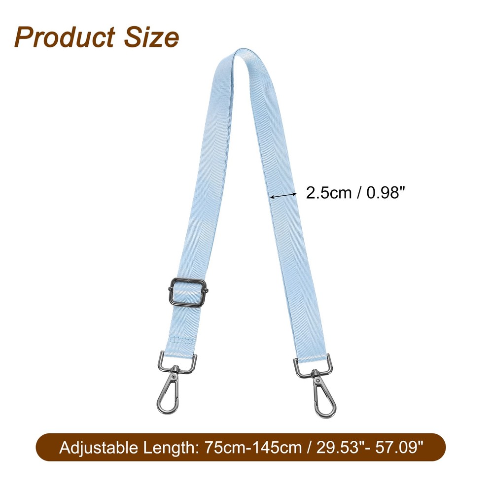 2.5cm Wide Shoulder Strap, Sky Blue, Black Pull Core Buckle