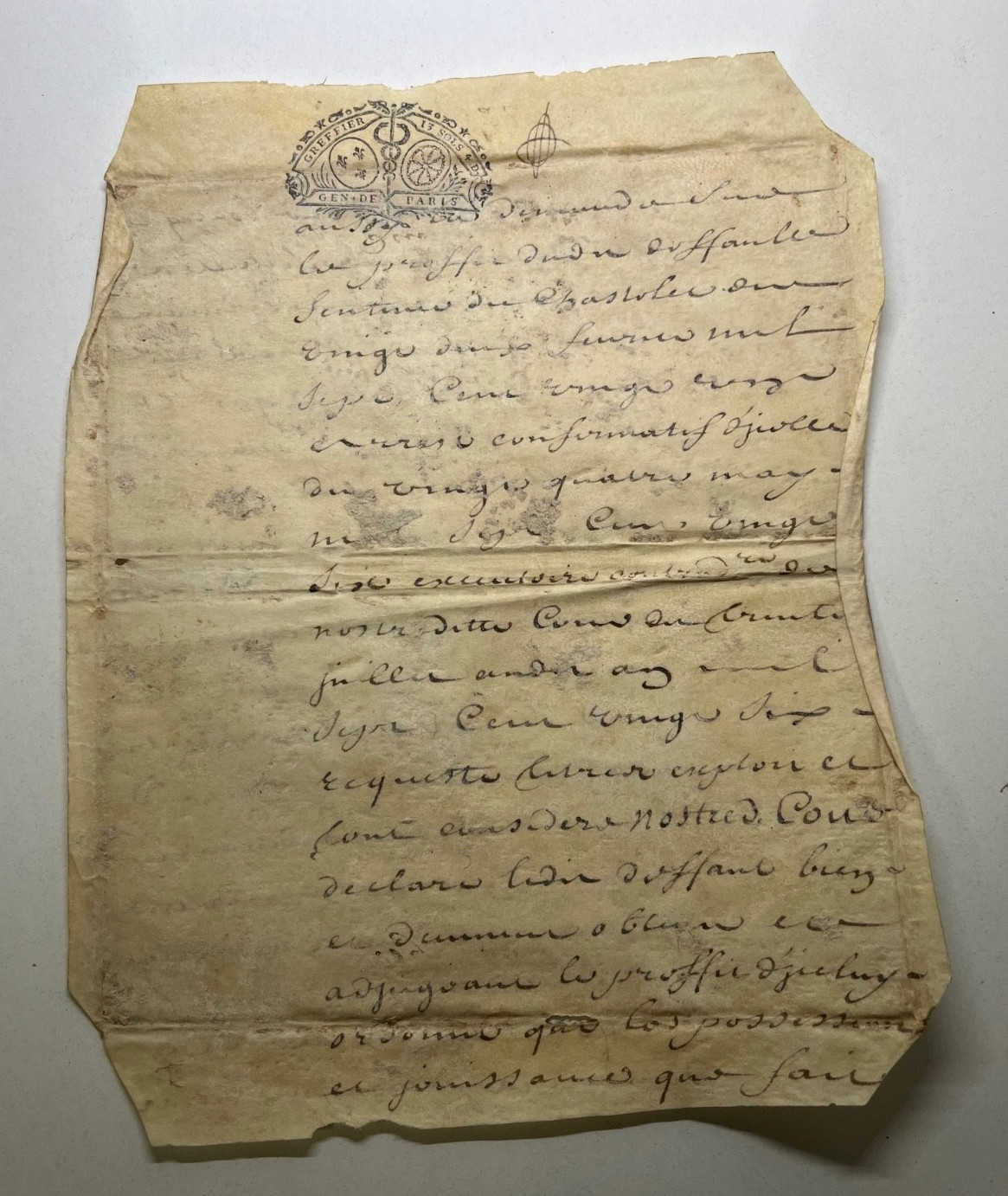 Antique FRENCH VELLUM DOCUMENT HAND WRITTEN GENUINE LETTER with French Seal