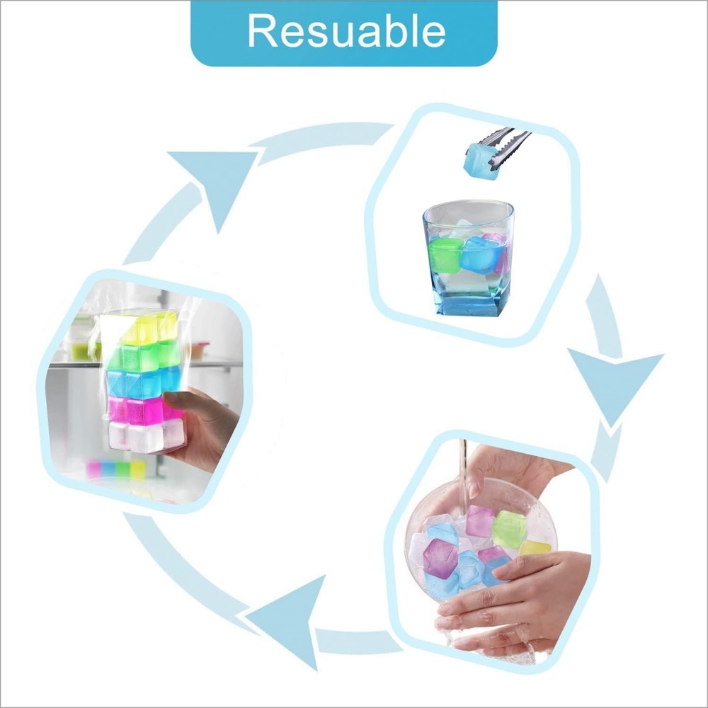 Reusable Ice Cube for Drinks - Multi-Color Plastic 0.98”, Multicolor