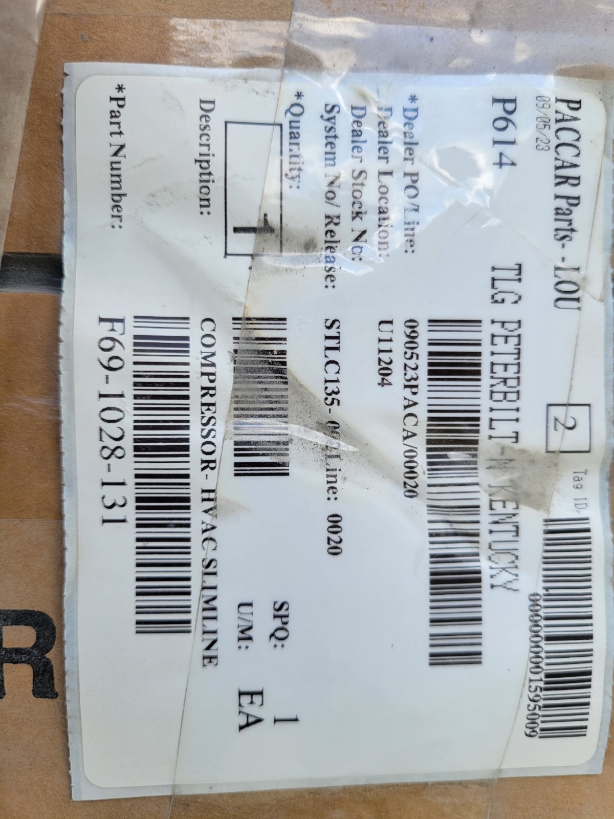 ~ NEW GENUINE PACCAR OEM ~ HVAC SLIMLINE COMPRESSOR ~ F69-1028-131