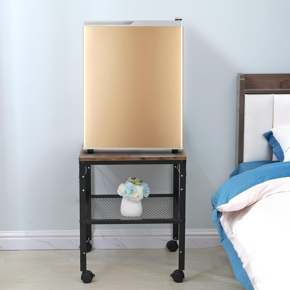 Rustic End Table, 2-Tier Side Table with Adjustable Height Shelf, 19.7" X 19.7"