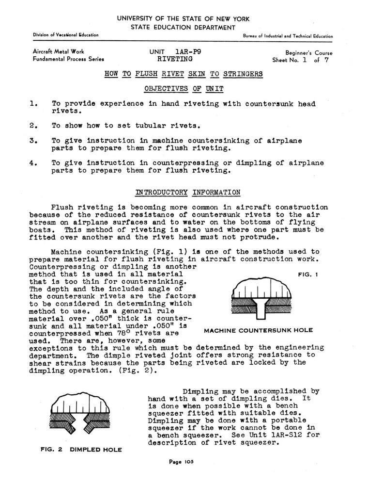 Suggested Unit Course In Riveting #1276