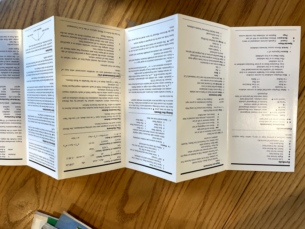 TK!Solver Reference Card for the Wang PC