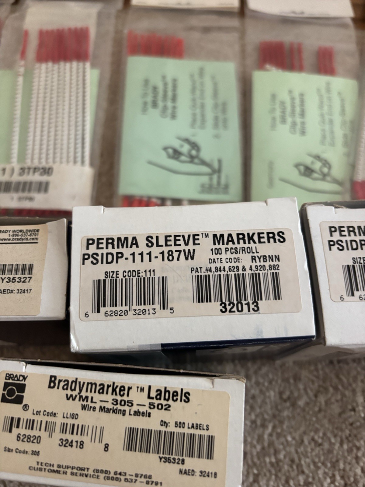 LOT OF BRADY WIRE MARKERS CLIP-SLEEVES, LABELS AND MORE BIG LOT--NEW