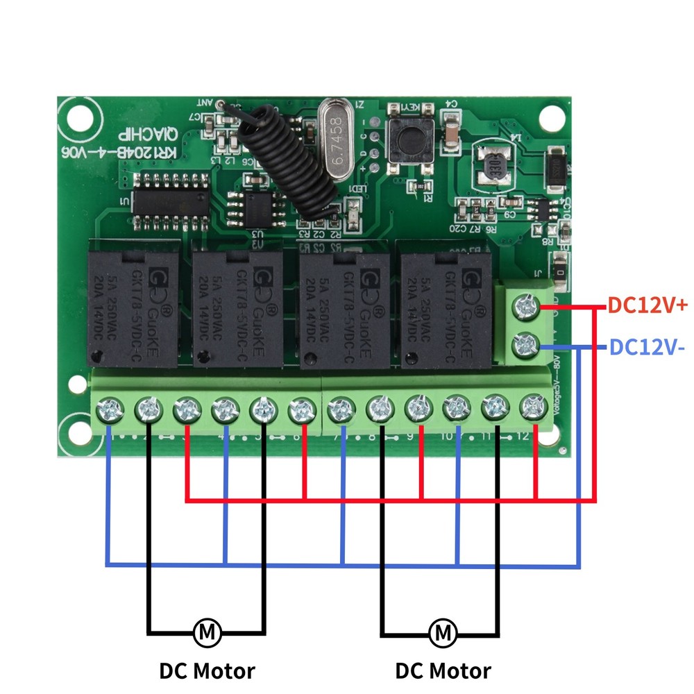 DC 4-Channel 443MHz Wireless RF Remote Control Relay Switch For more Control