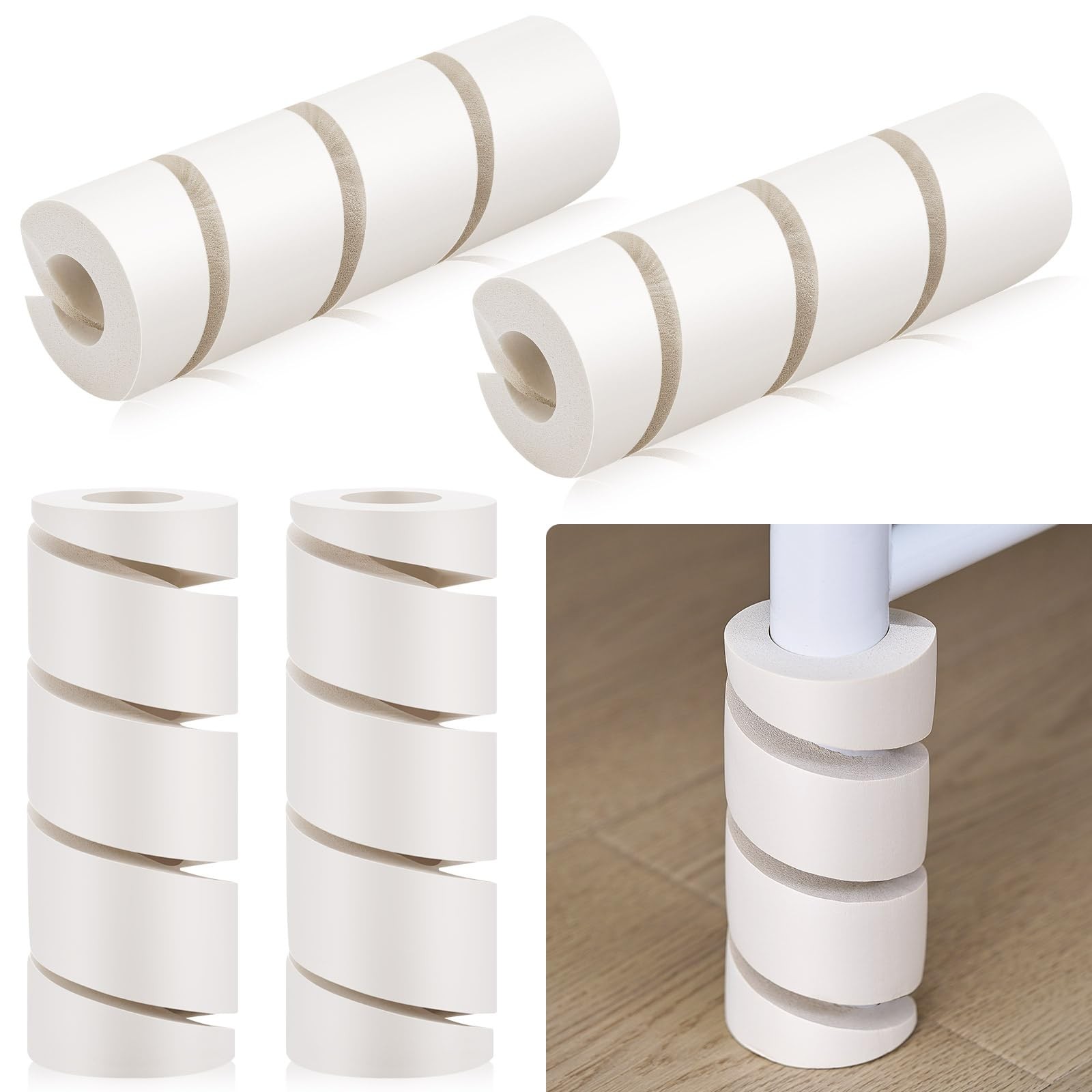 ReliThick 4 Pcs Bed Frame Toe Protectors 6" Leg Covers Feet White