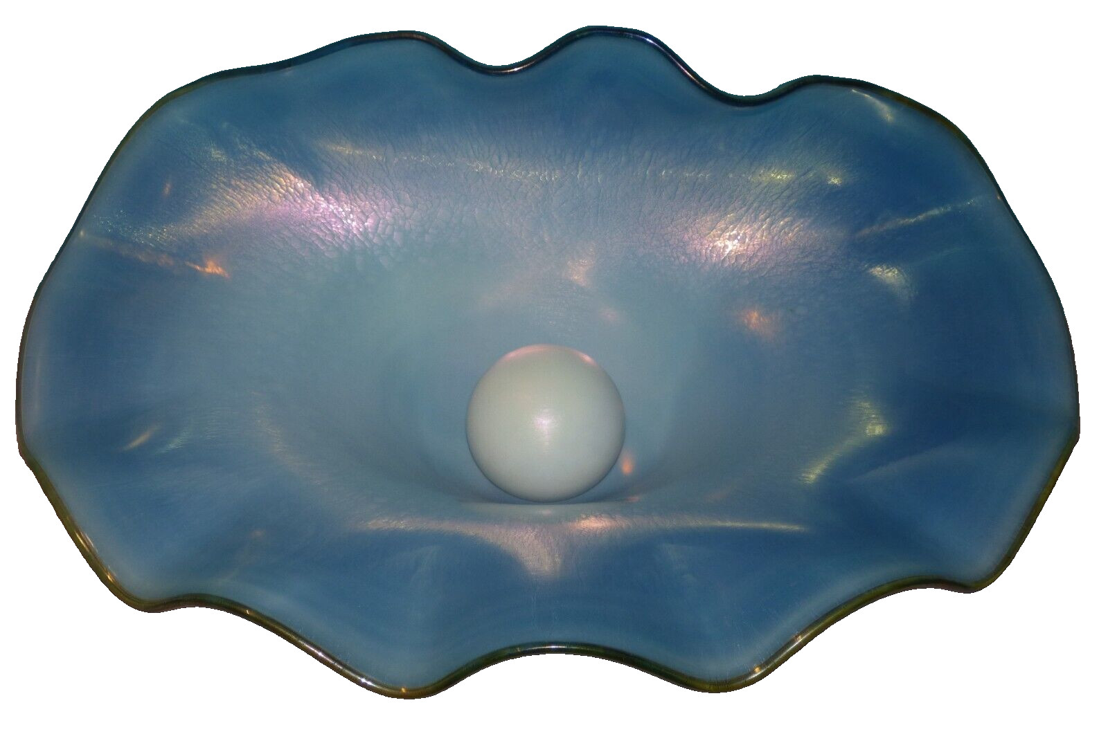 Daniel Lotton Art Glass Clamshell with Pearl, Clam