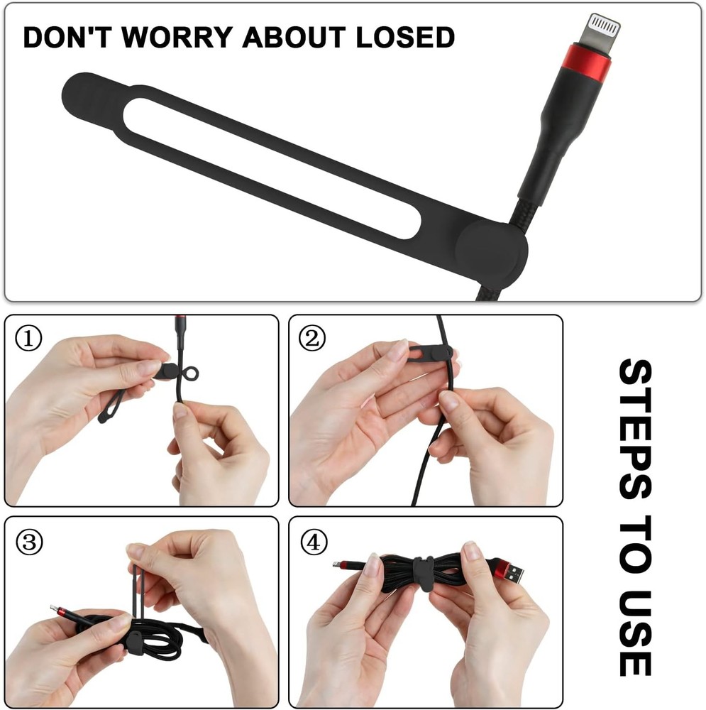 Silicone Cable Organizer Straps – 24PCS Reusable Wire Ties