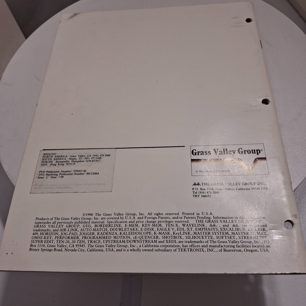 Grass Valley Model 110 Manuals 2‑Volume Set + ABC Notes + Install Planning Guide