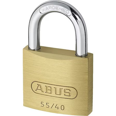 Abus 55/40 Ka Padlock, Keyed Alike, Standard Shackle, Rectangular Brass Body,
