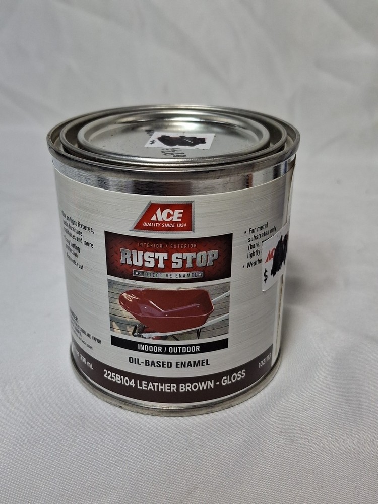 ACE RUST STOP Protective Enamel Paint Stops Rust, 8-Ounce, Leather Brown  Gloss