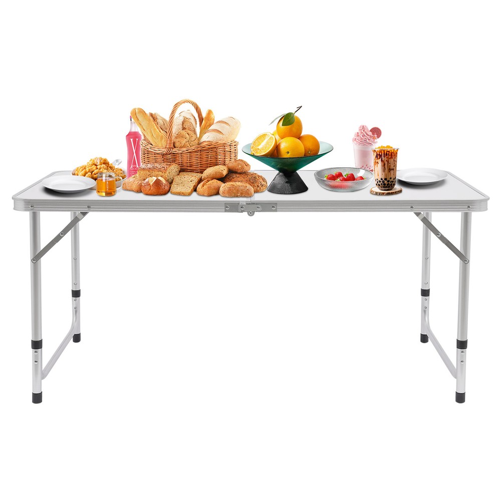 Portable Folding Table Indoor & Outdoor Adjustable Height Table for Picnic, BBQ