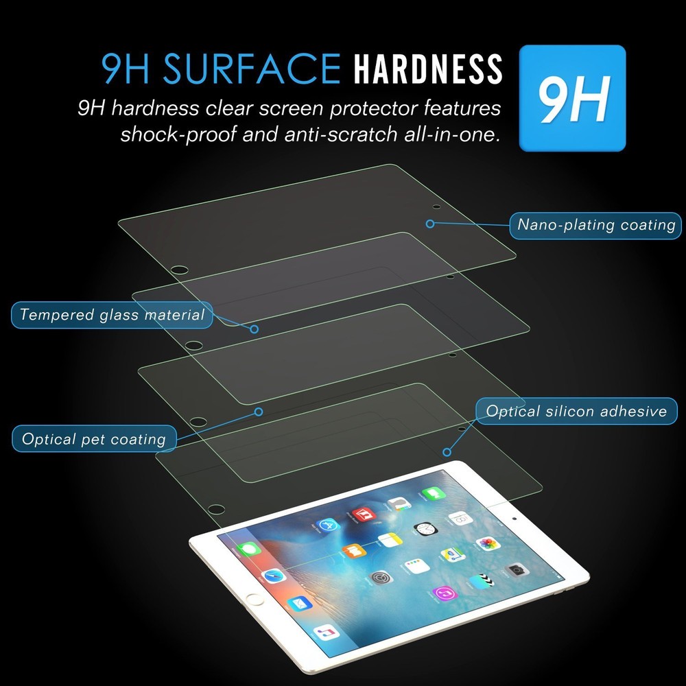 Tempered Glass Screen Protector iPad 2018 (6th Gen), 2017, Pro 9.7"(2016)