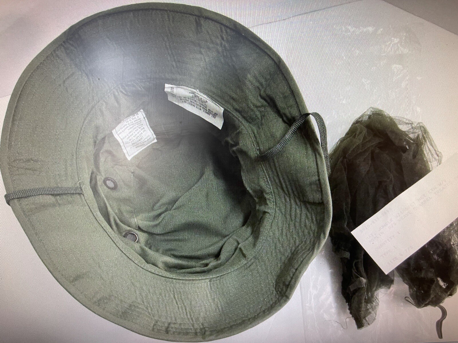 US VIETNAM ERA OD JUNGLE BOONIE HAT 67/8 OG/107 NEW W MOSQUITO NET New.