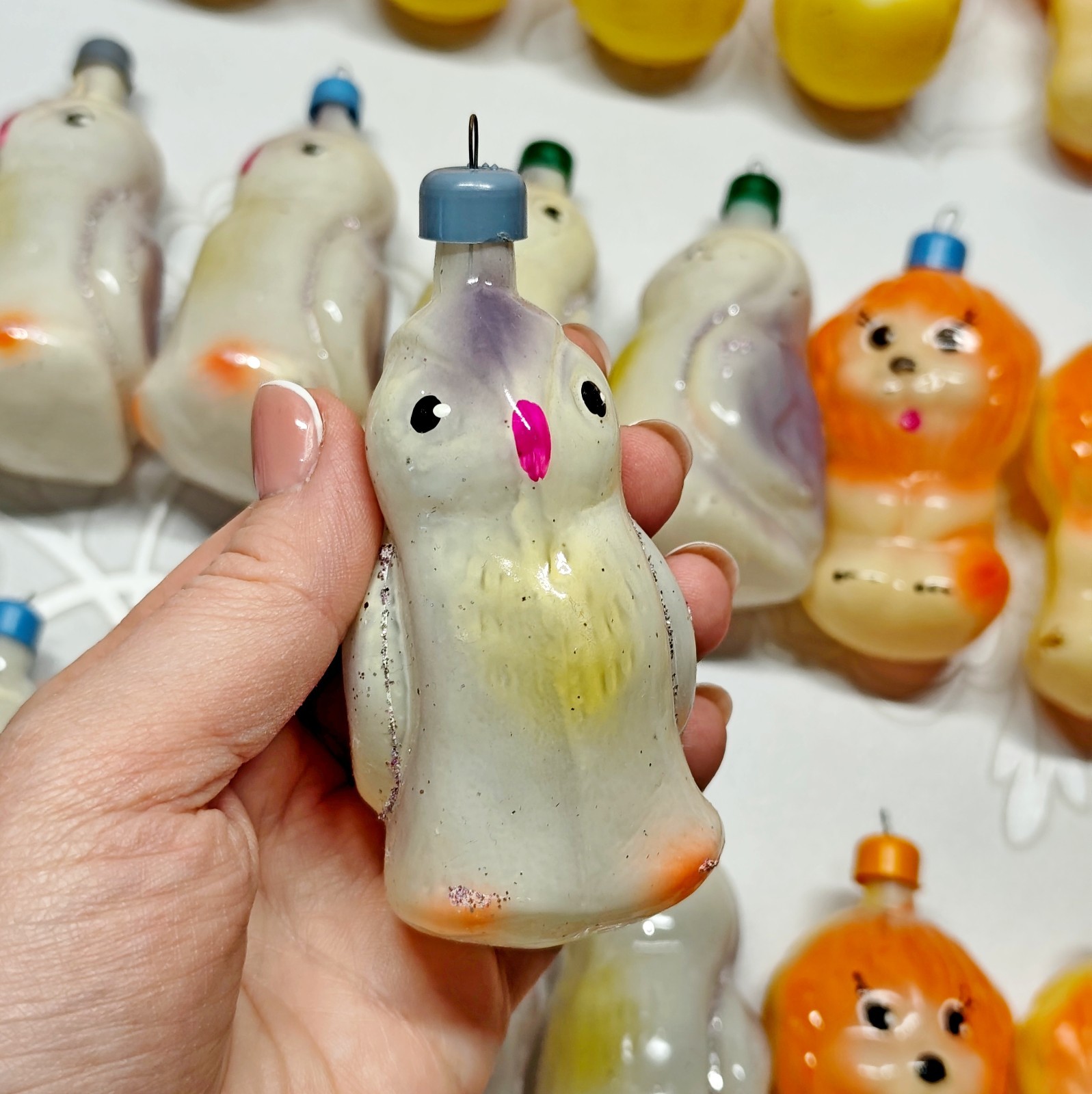 Vintage glass Christmas Ornament animals decoration soviet USSR