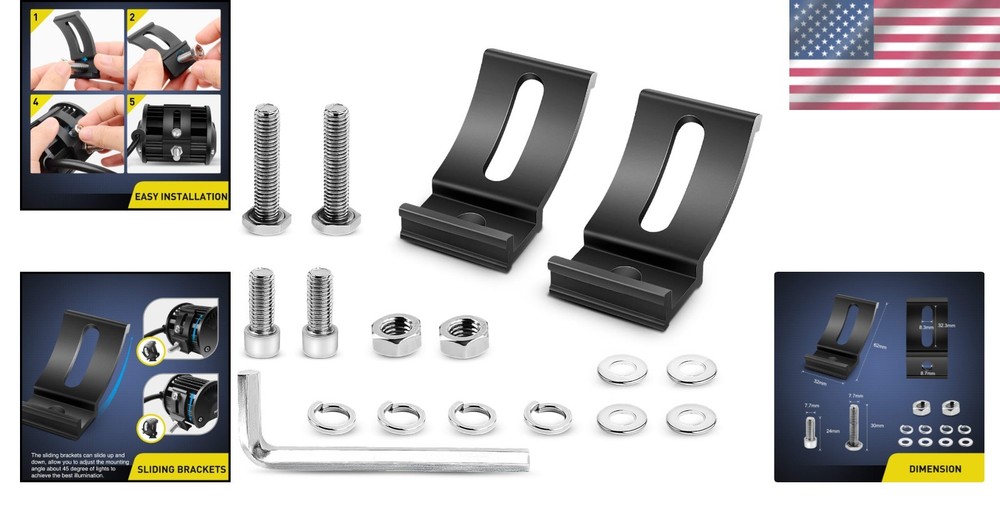 Nilight Universal Slide Base Mount Bracket (Pair)