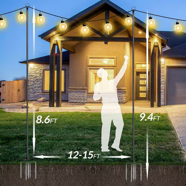 9.4 ft. String Light Poles (2-Pack)