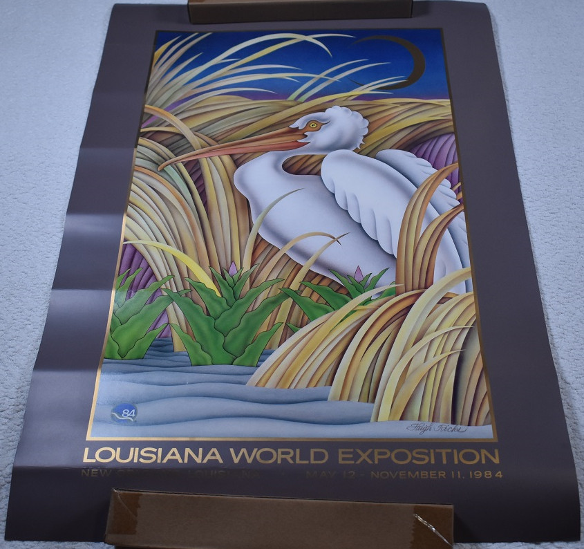 Rare Vintage Louisiana world exposition 1984 poster Hugh Ricks 18x26