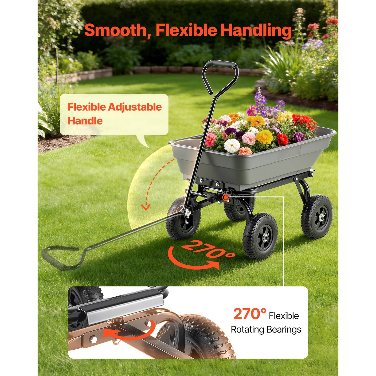 Uimoso 400lbs Garden Dump Cart with 90° Quick-Dump Design