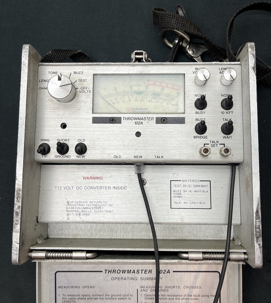 Industrial Technology Throwmaster 102A Cable Test Set for Telephones Untested