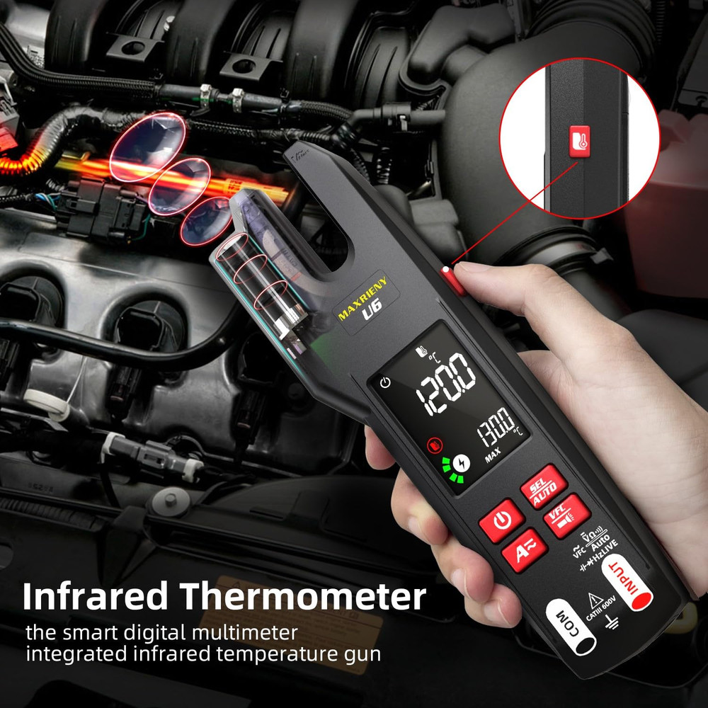 Open Jaw Clamp Meter 600A DC AC Current Smart Digital Electrical Multimeter Test