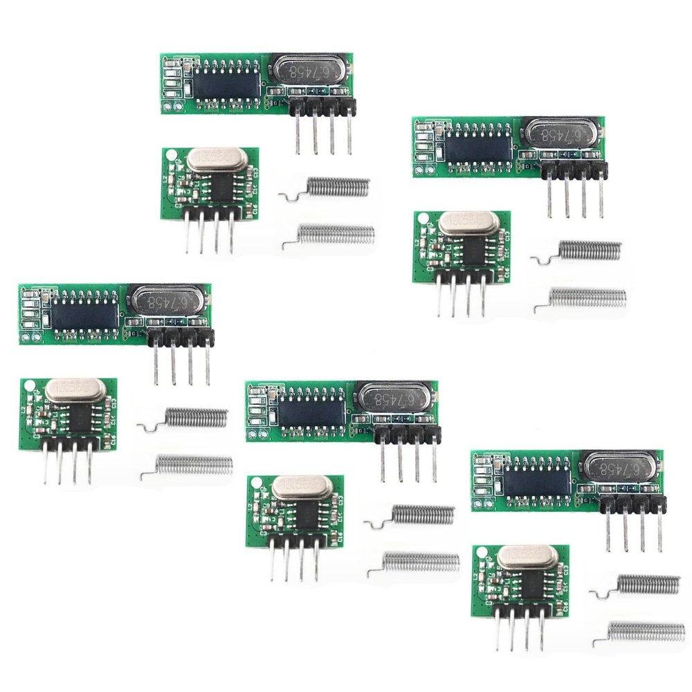 5 PCS 433mhz Wireless RF Transmitter and Receiver with Antenna Ask Remote Con...