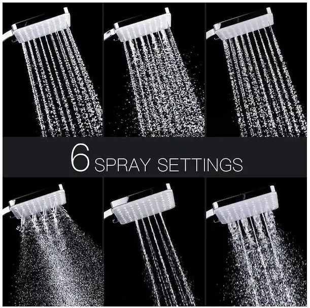 Premium Handheld Shower Head with 6-Spray Patterns - Chrome