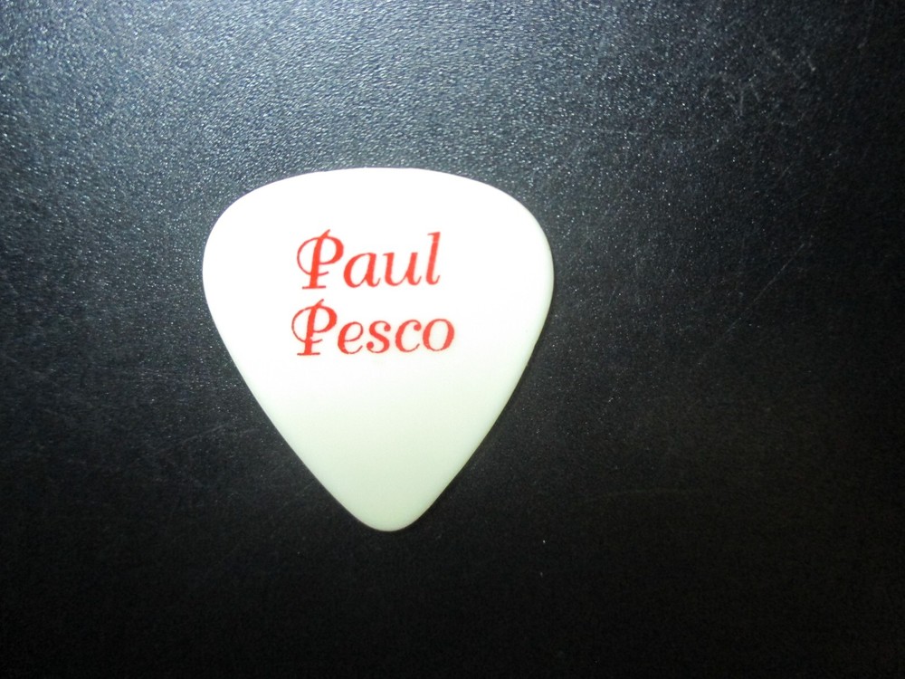 Paul Pesco Guitar Pick-White With Red Lettering