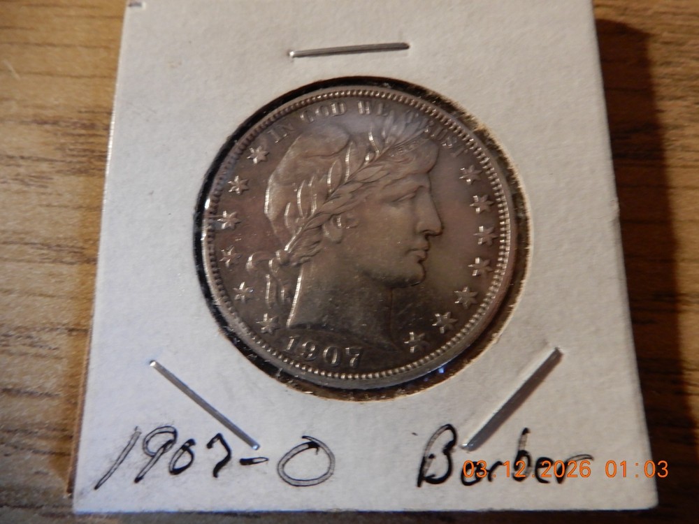 1907 O  XF BARBER HALF DOLLAR