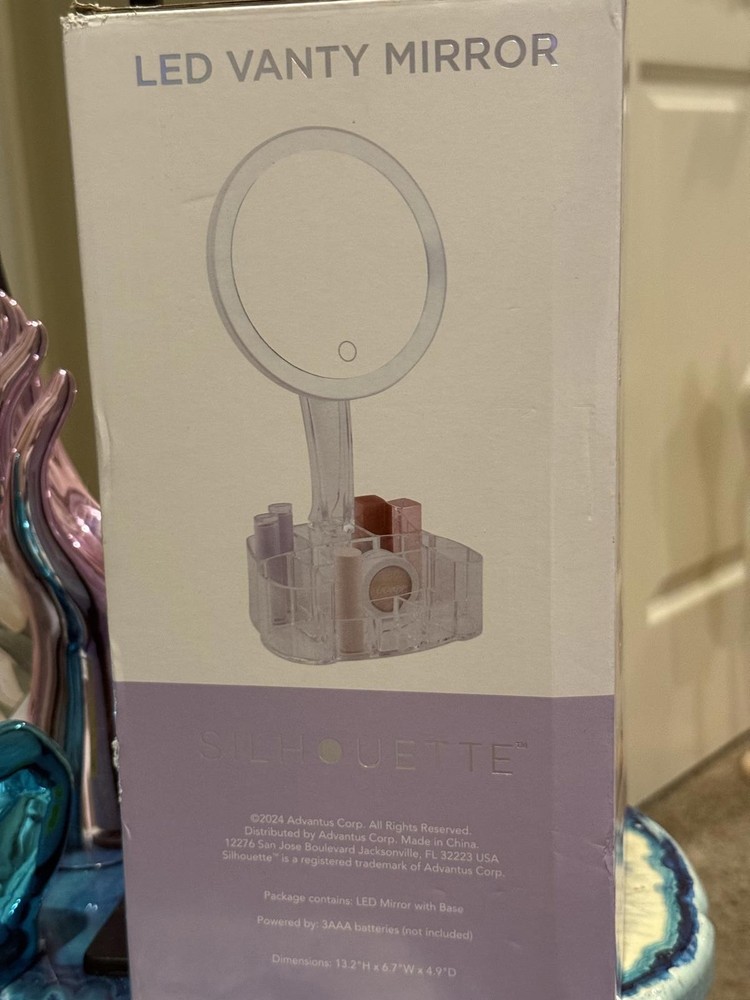 Silhouette LED Vanity Mirror with Storage Base NWT