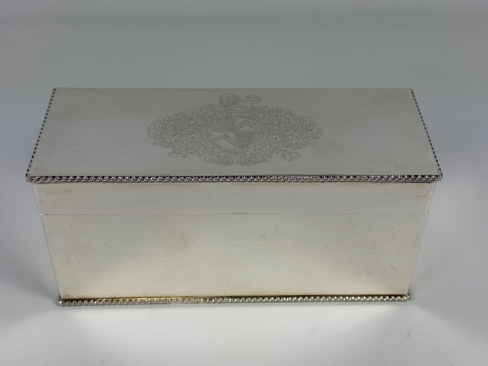 Barker Ellis Vintage Silver Plate Tea Caddy Box, England, 6 Divided Sections