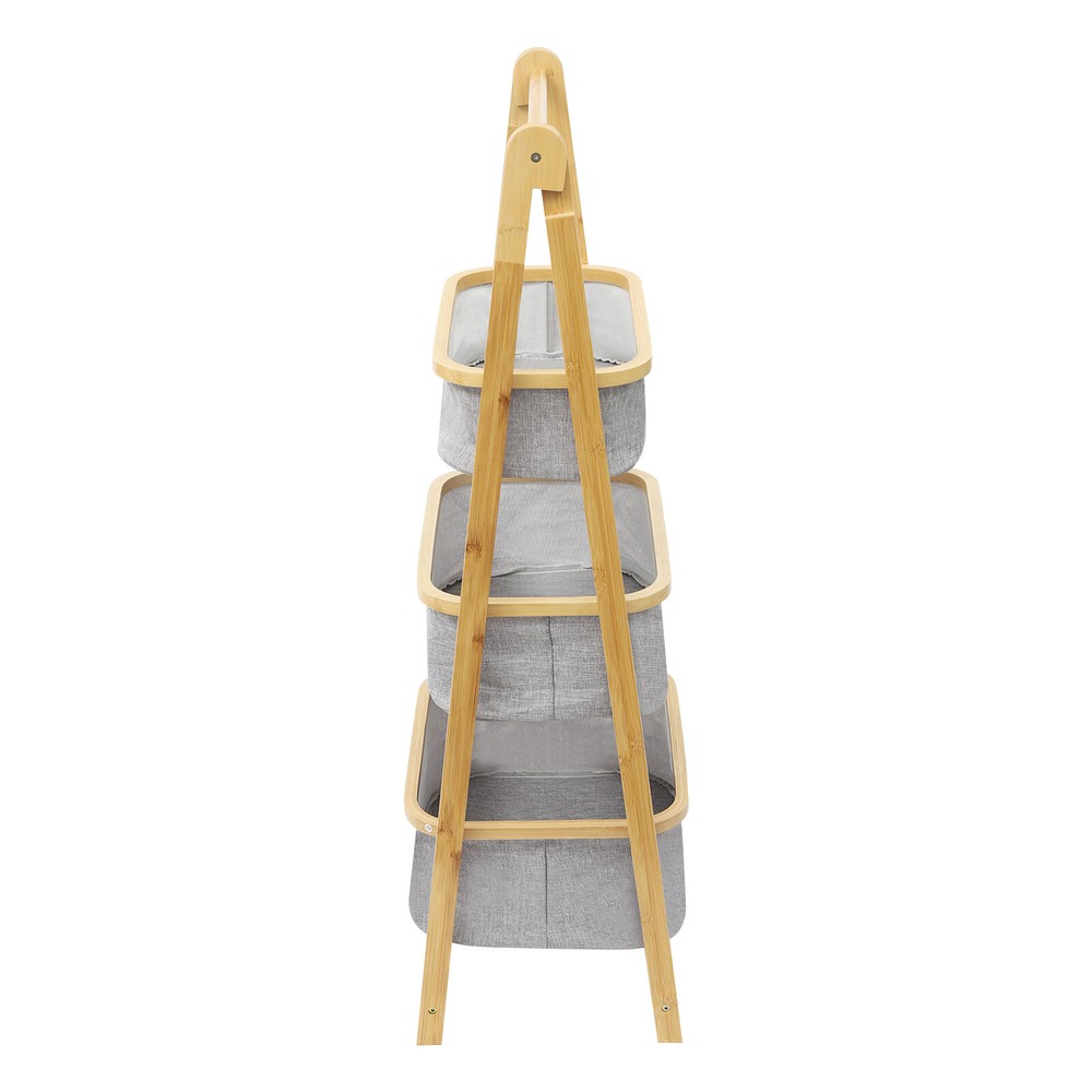 3 Tier Collapsible Laundry Basket Freestanding Bathroom Clothes Storage Hamper