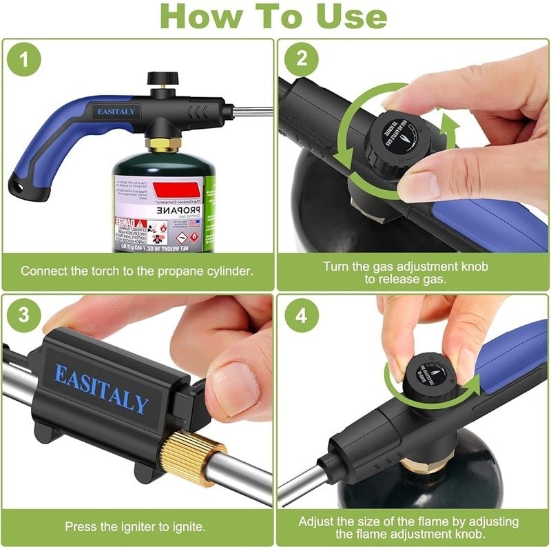 Powerful Propane Weed Torch Ergonomic Outdoor Burner Quick Ignition Control New