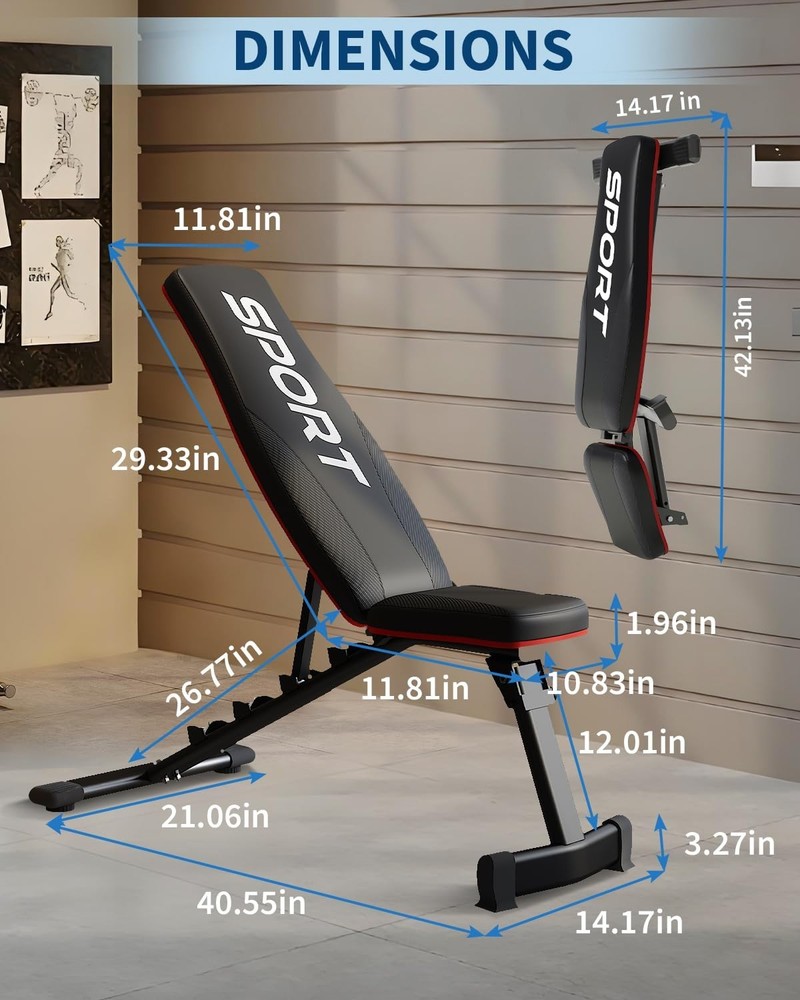 Adjustable Weight Bench 5-Levels Foldable Bench Workout Strength Training 660LBS
