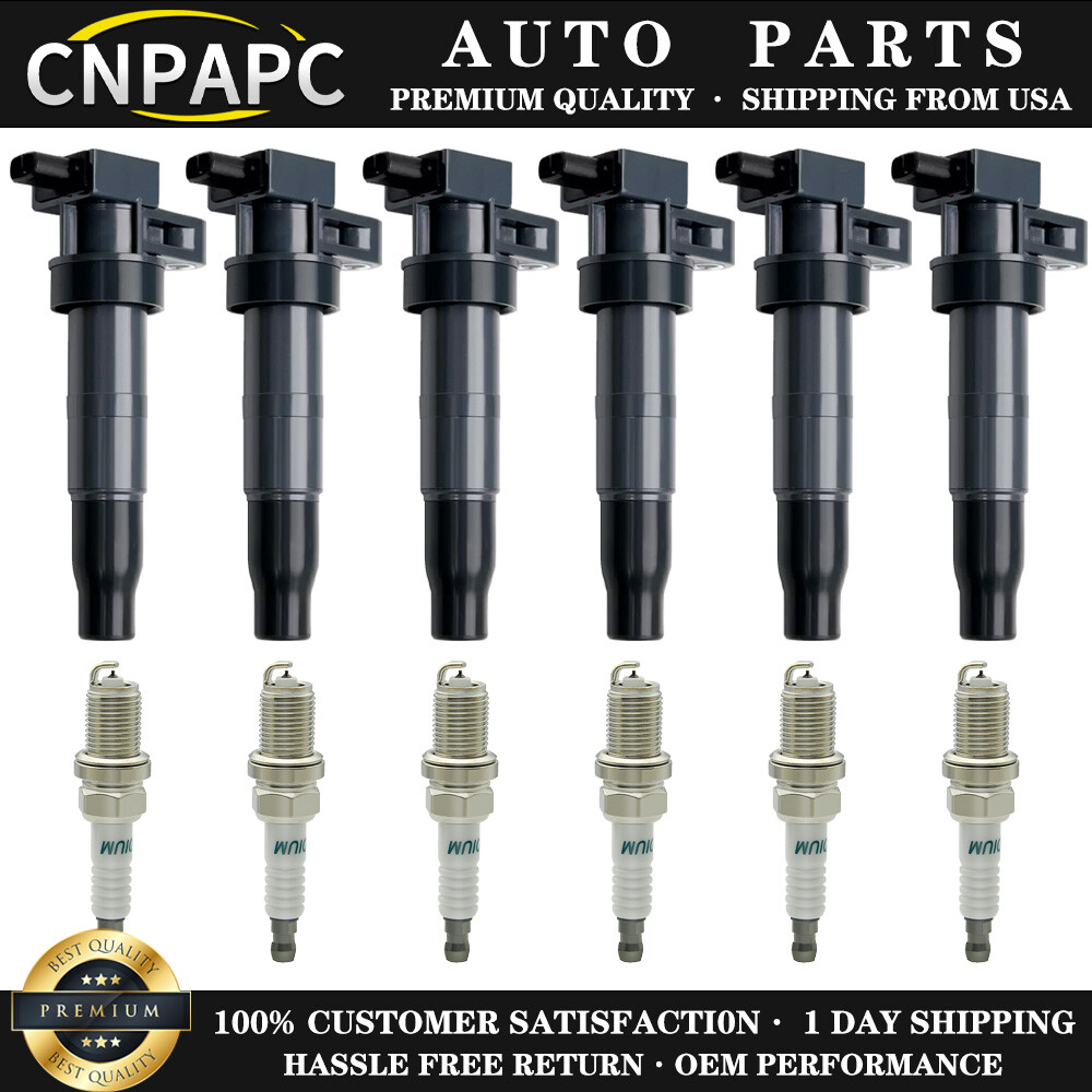 Cnpapc 6*Ignition Coil &Spark Plug for Hyundai Santa Fe Kia Sorento Sedona UF546