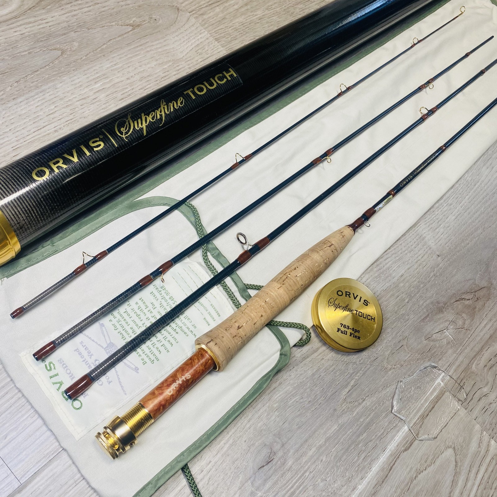Orvis Superfine TOUCH 763-4 7’6” 3wt Fly rod w/Tube Case Sock Excellent++
