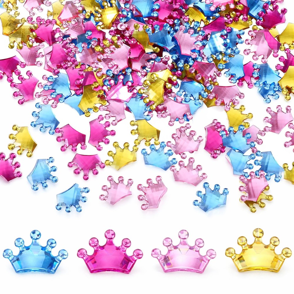 200 Pcs Mini Resin Crown, Multicolor Plastic Crowns, Flat Back