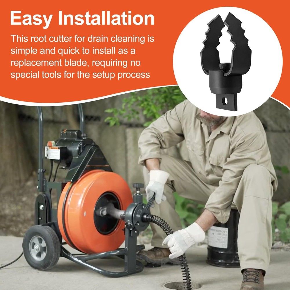 U type Drain Cutter 2UC, Root Cutter for Drain Cleaning -Black